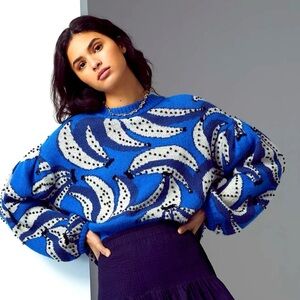 FARM Rio- Blue Banana Flowers Sweater